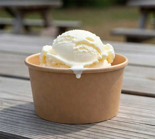 vanilla ice cream at picnic table